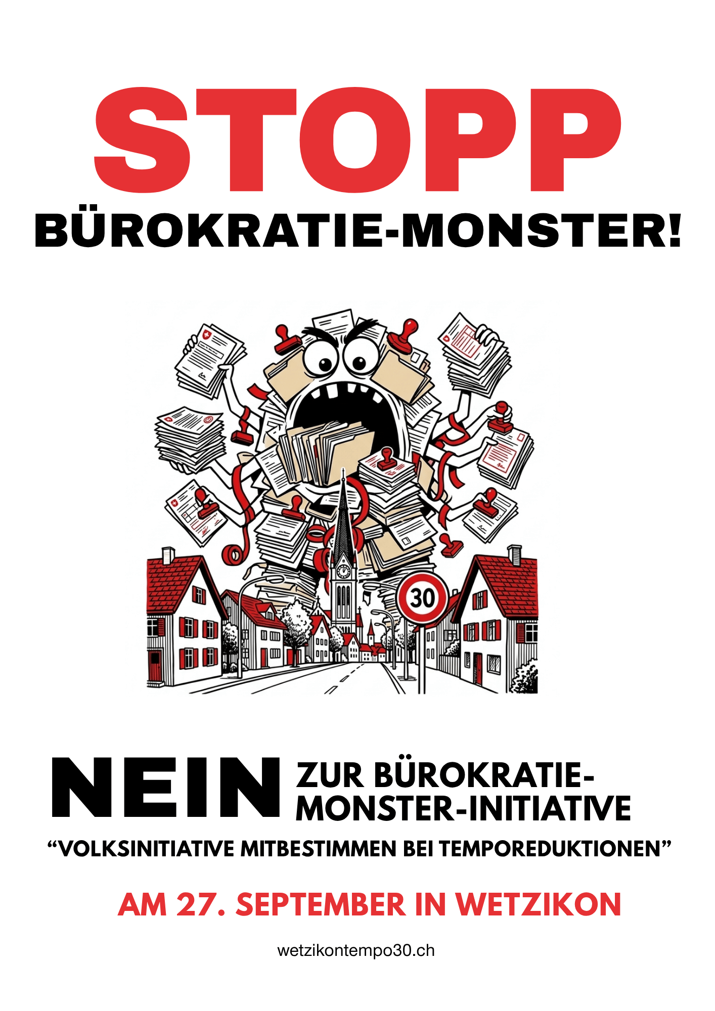Vorderseite des Abstimmungsflyers mit dem NEIN-Schild